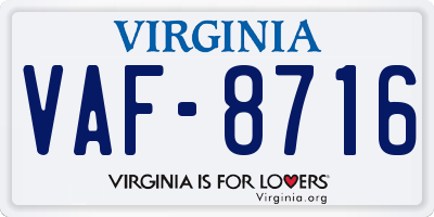 VA license plate VAF8716