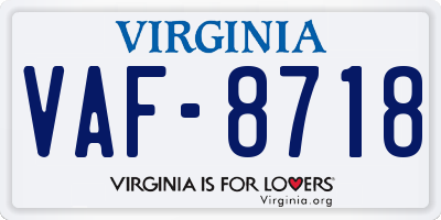 VA license plate VAF8718