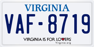VA license plate VAF8719