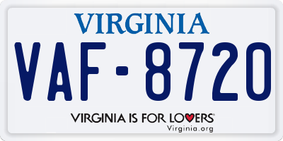 VA license plate VAF8720