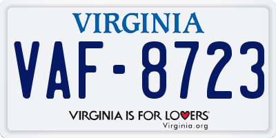 VA license plate VAF8723