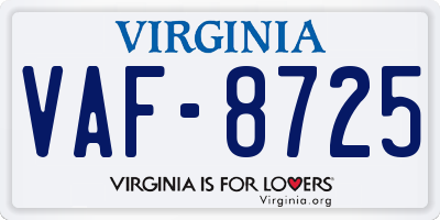 VA license plate VAF8725