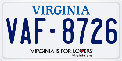 VA license plate VAF8726