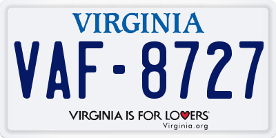 VA license plate VAF8727