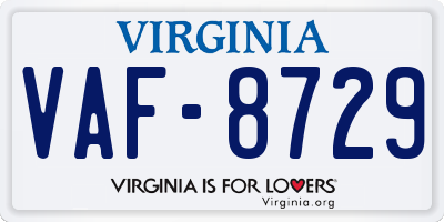 VA license plate VAF8729