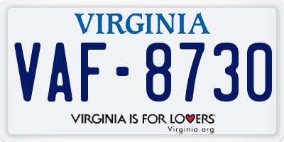 VA license plate VAF8730