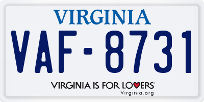 VA license plate VAF8731