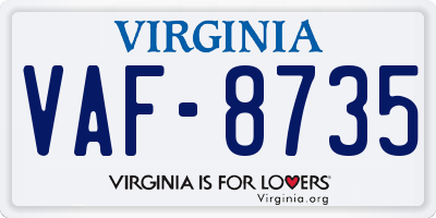 VA license plate VAF8735