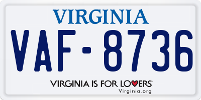 VA license plate VAF8736