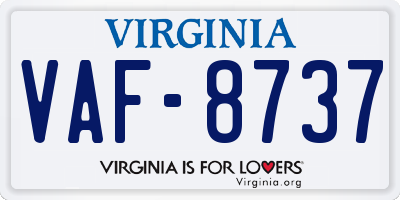 VA license plate VAF8737
