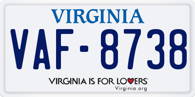 VA license plate VAF8738