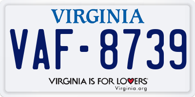 VA license plate VAF8739