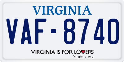 VA license plate VAF8740
