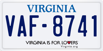 VA license plate VAF8741