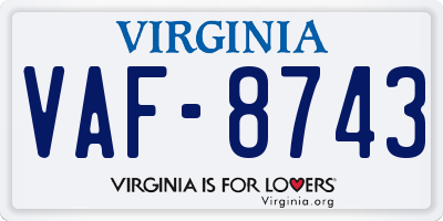 VA license plate VAF8743