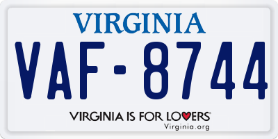 VA license plate VAF8744