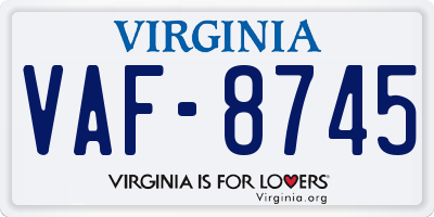 VA license plate VAF8745
