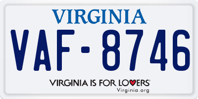 VA license plate VAF8746