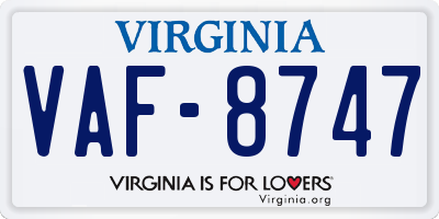 VA license plate VAF8747
