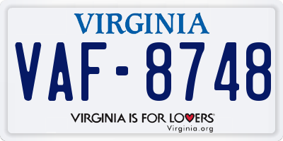 VA license plate VAF8748