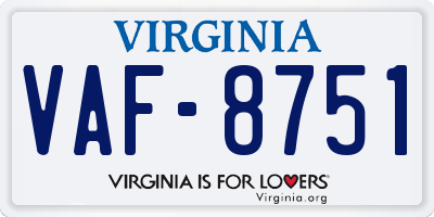 VA license plate VAF8751