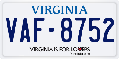 VA license plate VAF8752