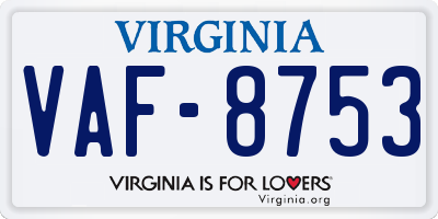 VA license plate VAF8753
