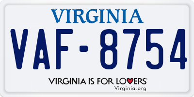 VA license plate VAF8754