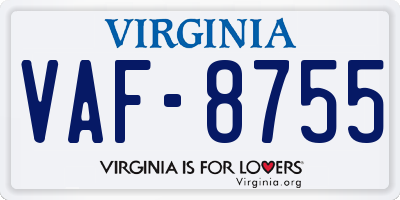 VA license plate VAF8755