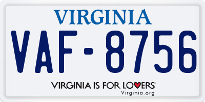 VA license plate VAF8756