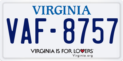 VA license plate VAF8757