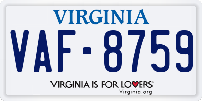 VA license plate VAF8759