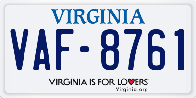 VA license plate VAF8761