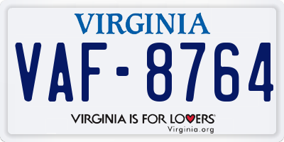VA license plate VAF8764