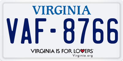 VA license plate VAF8766