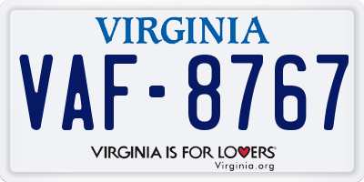 VA license plate VAF8767