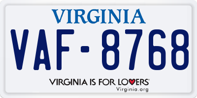 VA license plate VAF8768