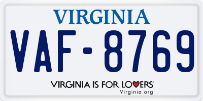 VA license plate VAF8769
