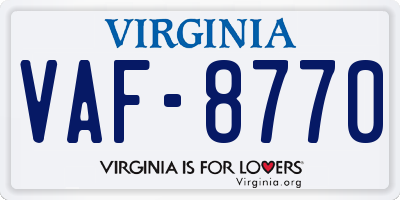 VA license plate VAF8770