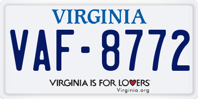 VA license plate VAF8772