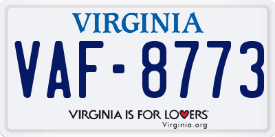 VA license plate VAF8773