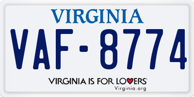 VA license plate VAF8774