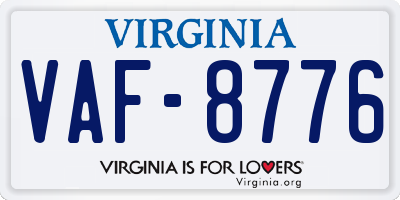 VA license plate VAF8776