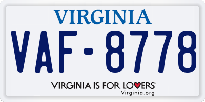VA license plate VAF8778