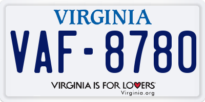 VA license plate VAF8780