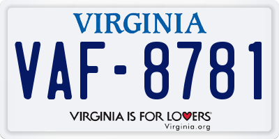 VA license plate VAF8781