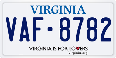 VA license plate VAF8782