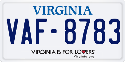 VA license plate VAF8783