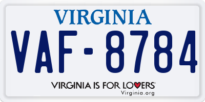 VA license plate VAF8784