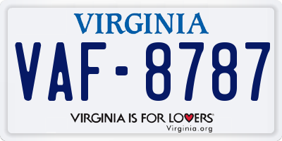 VA license plate VAF8787